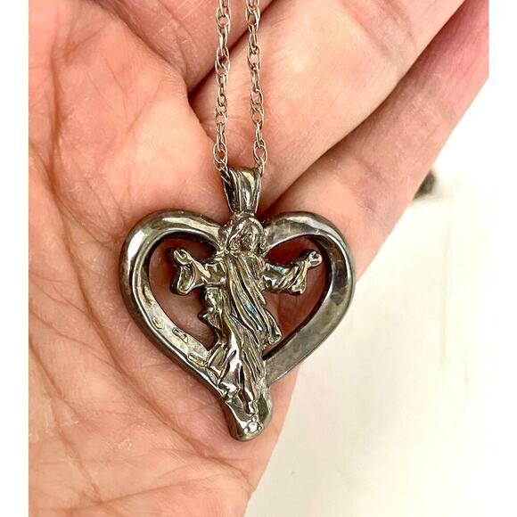 VTG BGE Sterling Silver Footprints of Faith Diamond Pendant Bradford Exchange - Picture 13 of 14